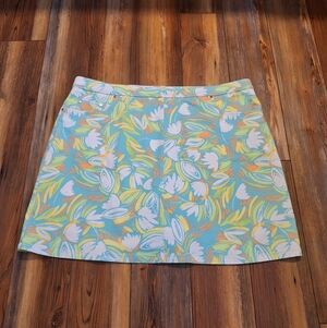 Hearts Of Palm Woman Stretchy Tropical Skort/Mini Skirt Size 20W Aqua Yellow